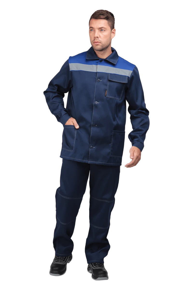 Костюм ПРОФИ летний, т/синий-василёк (Куртка+брюки) Кос 033
