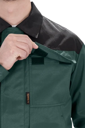 Костюм мужской ТЕХНИК 2 от механических воздействий и ОПЗ (куртка, полукомбинезон), темно-зелёный/черный