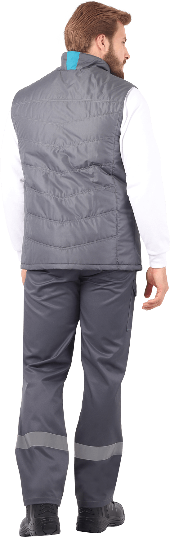 Жилет мужской ГАЛАКТИКА утепленный, серый/бирюза