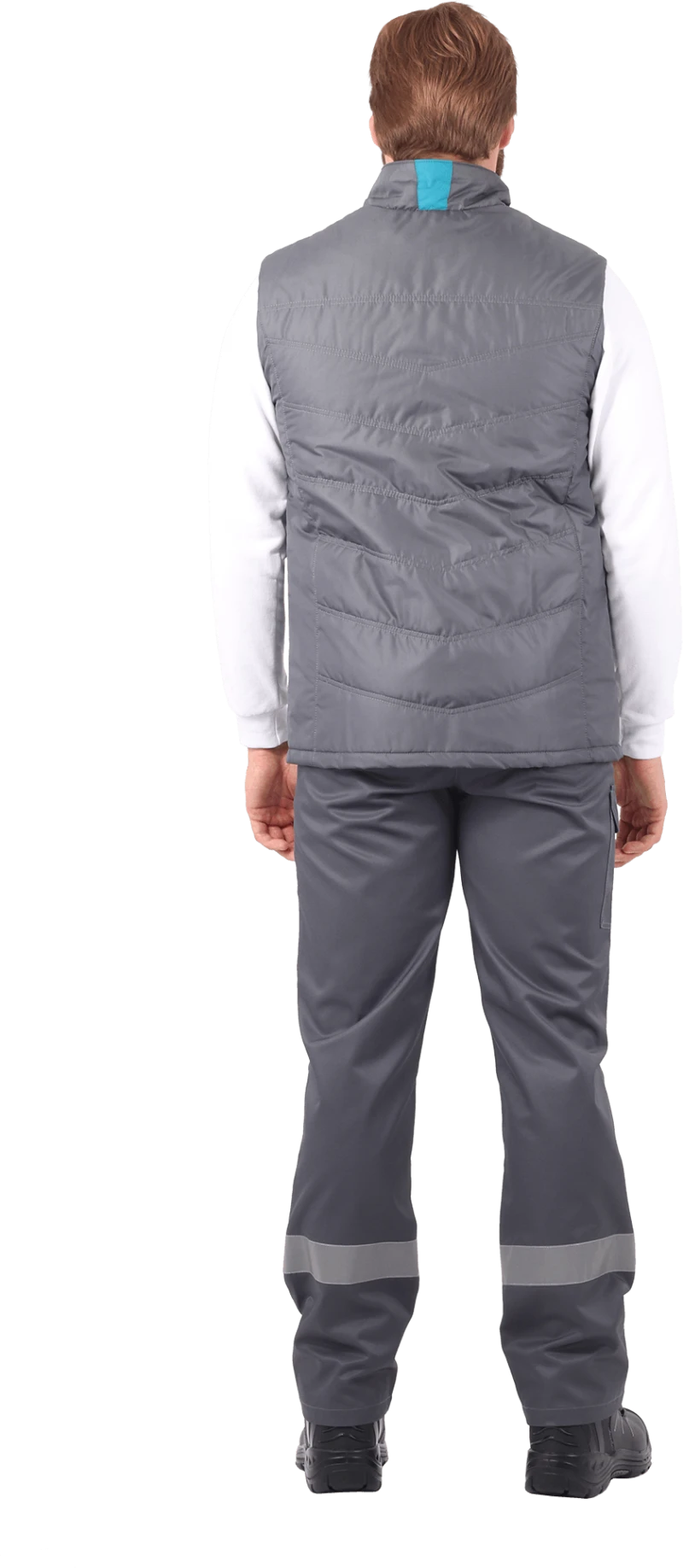 Жилет мужской ГАЛАКТИКА утепленный, серый/бирюза